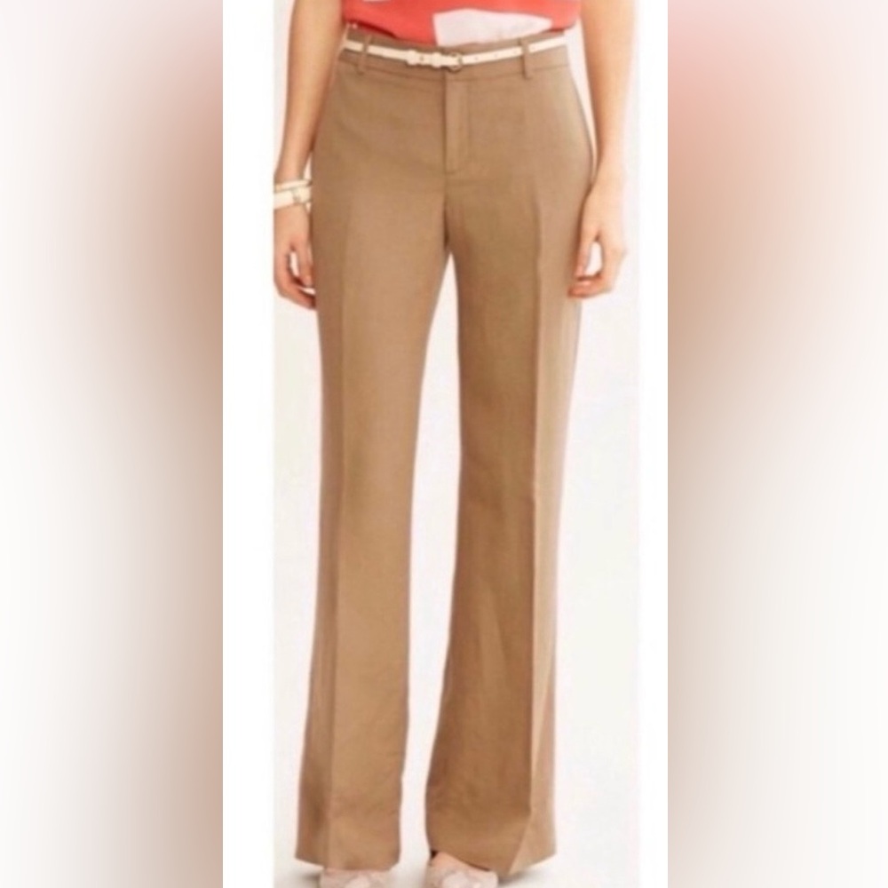 Wool dress pants flat front office casual from Banana Republic in Camel Tan 14